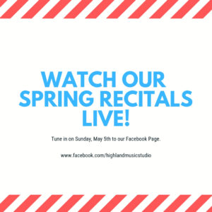 Texting reads "watch our spring recitals live"
