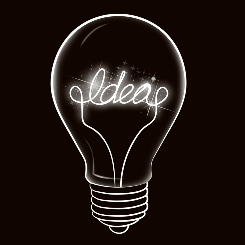 Lightbulb with the word "ideas" inside of it